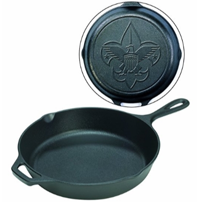 Lodge美国童子军Logo 12英寸平底铸铁煎锅 仅售$27.94，免运费