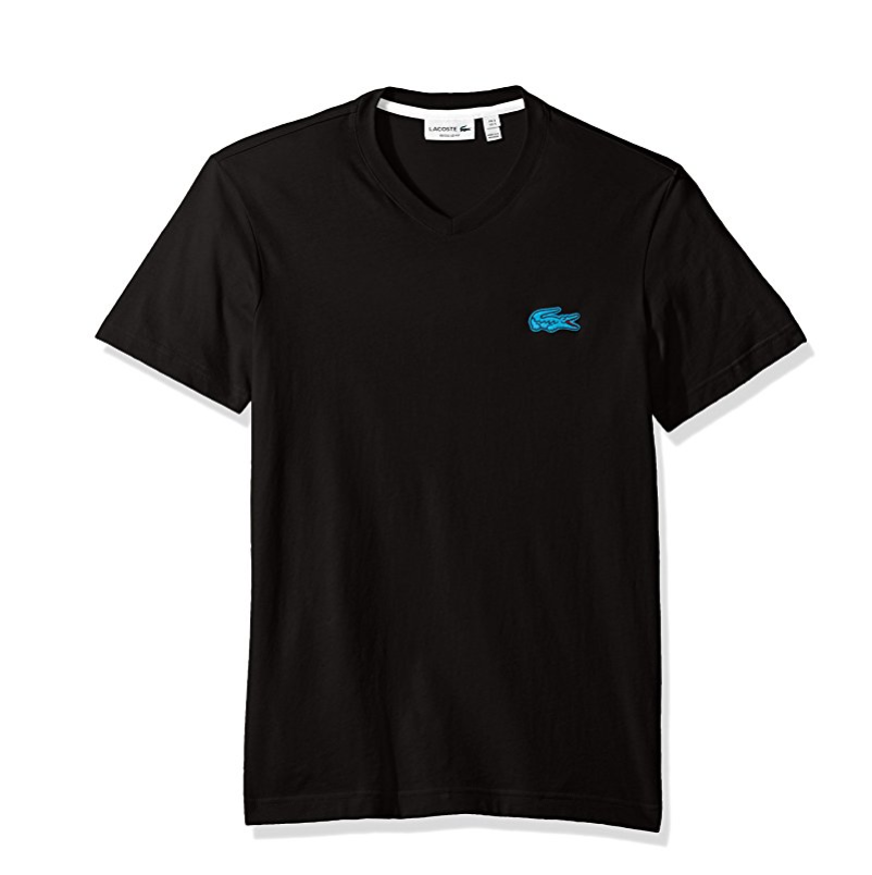 Lacoste Men's V-Neck T-Shirt with Contrast Applique Croc only $22.49
