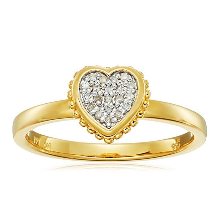 Cluster Heart Bead-Design Diamond Ring (1/10cttw, I-J Color, I2-I3 Clarity) only $14.86