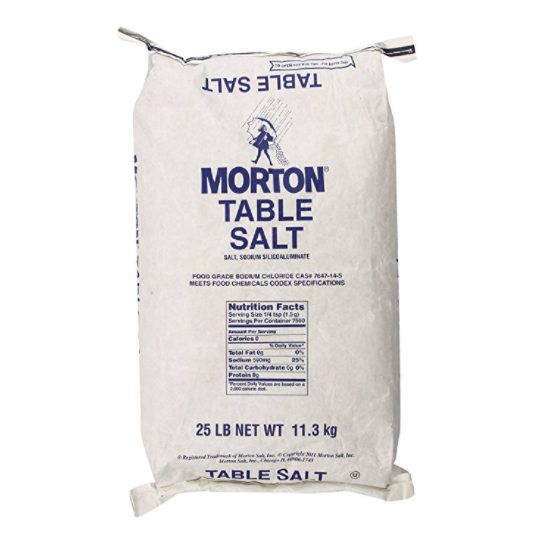 史低價！Morton 食用精緻鹽大包裝 25磅，現僅售$4.98