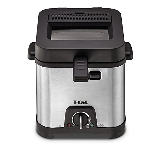 T-fal FF492D Stainless Steel 1.2-Liter Oil Capacity Adjustable Temperature Mini Deep Fryer with Removable Lid, 0.66-Pound, Silver, Only $22.99