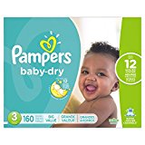 Pampers Baby Dry Diapers, Size 3, 160 Count $20.08