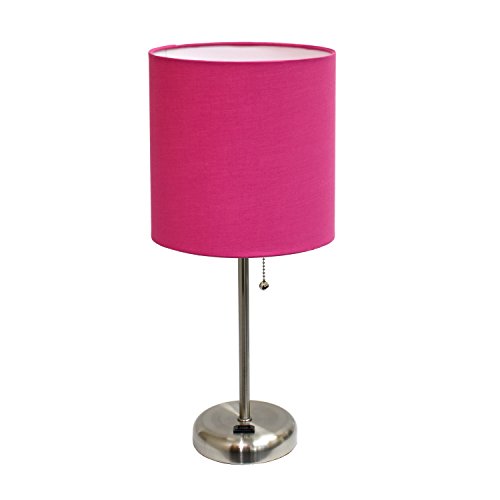 Limelights LT2024-PNK Stick Lamp with Charging Outlet and Fabric Shade, Pink, Only $11.34