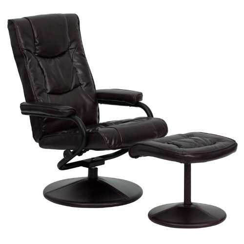史低價！Flash Furniture 7862 舒適皮具躺椅+腳凳兩件套，現僅售$73.53，免運費