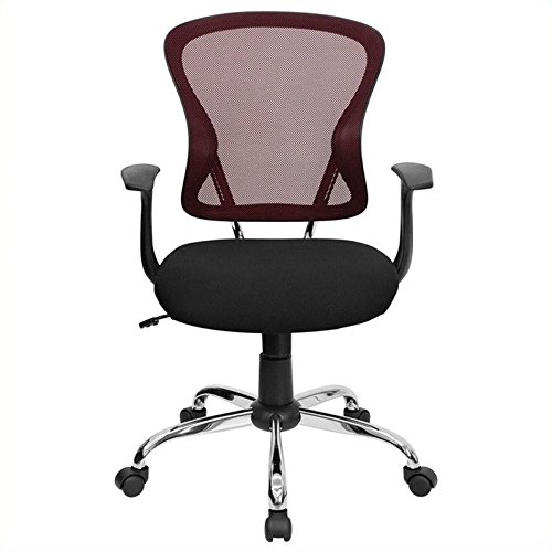 Flash Furniture H-8369F-BG-GG Mid-Back Burgundy Mesh Office Chair with Black Fabric Seat and Chrome Finished Base, Only $51.11, free shipping