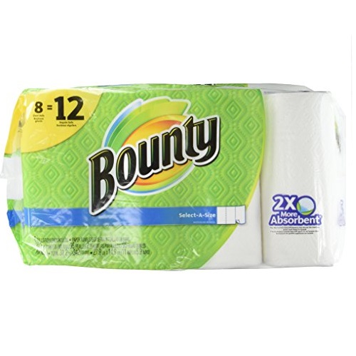 史低价！Bounty  厨用纸巾超大卷装，8卷，原价$12.83，现点击coupon后仅售 $7.99