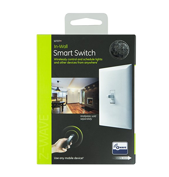 GE Z-Wave Wireless Smart Lighting Control Smart Toggle Switch, On/Off, In-Wall, White, Works with Amazon Alexa, 12727