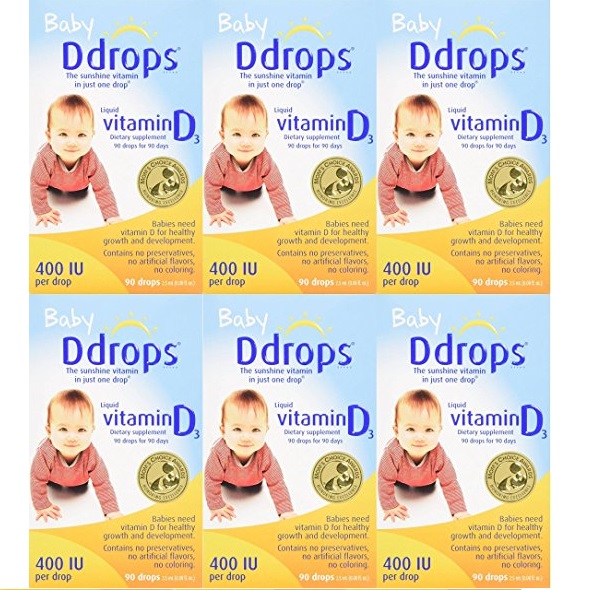 Ddrops婴儿维生素D3滴剂 400IU，90滴/盒，共6盒， 现仅售$80.78，免运费