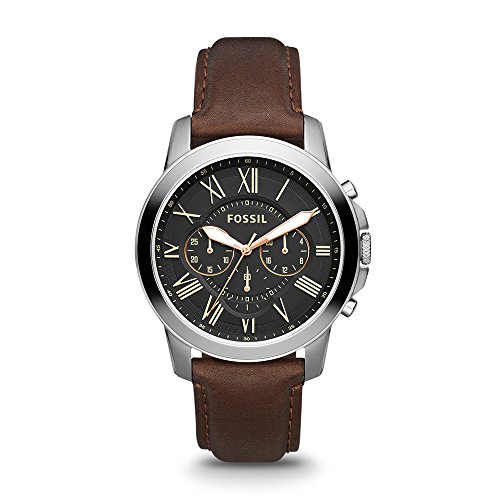 Fossil Men's FS4813 Grant Stainless Steel Watch with Brown Leather Band, Only$42.99, free shipping