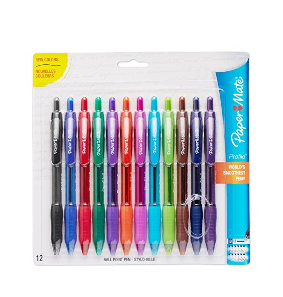 Paper Mate Profile Retractable Ballpoint Pens, Bold (1.4mm), Assorted Colors, 12 Count, List Price is $17.09, Now Only $7.50