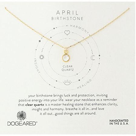 Dogeared April-Clear Crystal Bezeled Birthstone Gold Chain Necklace, 16