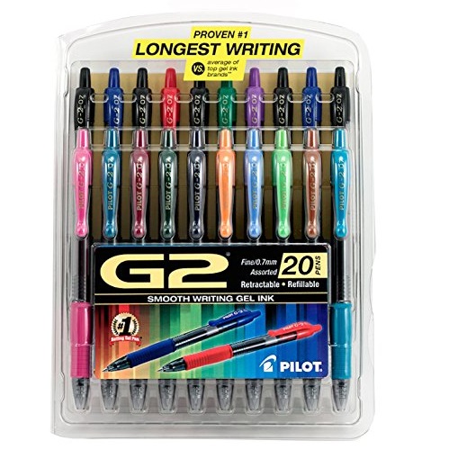 Pilot G2 Retractable Premium Gel Ink Roller Ball Pens, Fine Point, Pack of 20 Assorted Colors (31294), Only $13.19