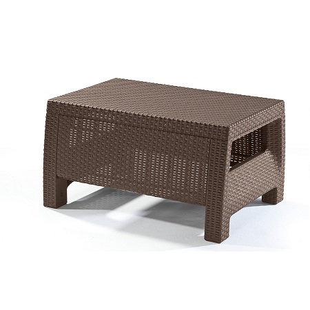 Keter Corfu Coffee Table Modern All Weather Outdoor Patio Garden Backyard Furniture, Brown, only $24.83