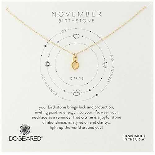 Dogeared November-Citrine Bezeled Birthstone Gold Chain Necklace, 16