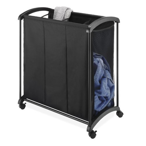 Whitmor 3 Section Laundry Sorter with Wheels - Black, Only $24.48