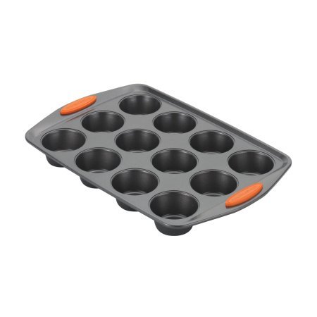 Rachael Ray Yum-o! Nonstick Bakeware 12-Cup Oven Lovin' Muffin and Cupcake Pan, Gray with Orange Handles, Only $5.38