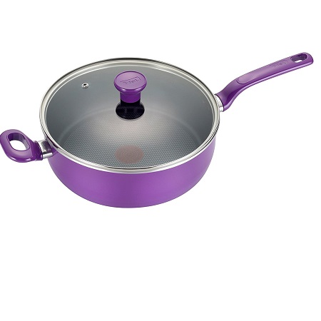 T-fal C51133 Excite Nonstick Thermo-Spot Dishwasher Safe Oven Safe PFOA Free Jumbo Cooker Cookware, 4.5-Quart, Purple, Only $11.99