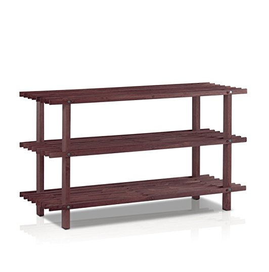 Furinno Pine Solid Wood 3-Tier Shoe Rack, Espresso only $76.73