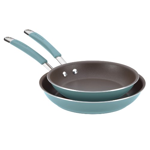 Rachael Ray Cucina Hard Porcelain Enamel Nonstick Skillet Set, 9.25-Inch and 11-Inch, Agave Blue, Only $18.74