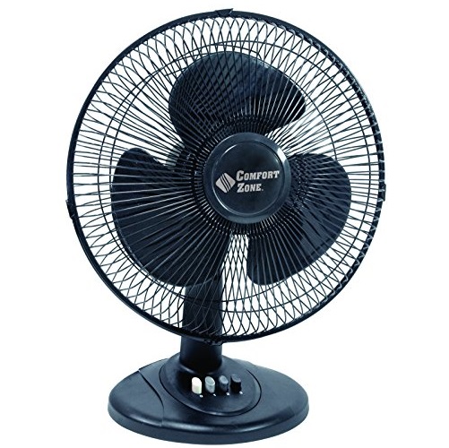 Comfort Zone CZ121BK Oscillating Table Fan, Only $7.59