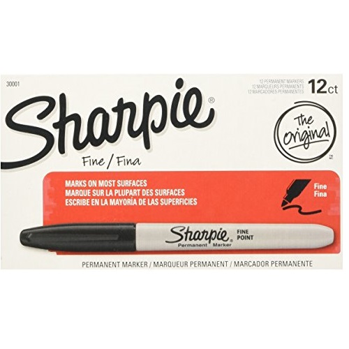 Sharpie 油性记号笔，细笔尖， 黑色， 12支，原价$13.34，现仅售$4.33，免运费