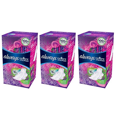 Always Radiant Heavy Pads with Wings, Scented, 26 Count (Pack of 3), Only $14.91 after clipping coupon