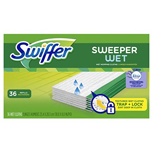 Swiffer Sweeper Wet Sweeping Pad Refills, Hardwood Floor Mop Cleaner, Cloth Refill, Lavendar Vanilla and Comfort Scent, 36 Count, Only $10.79, free shipping after clipping coupon and using SS