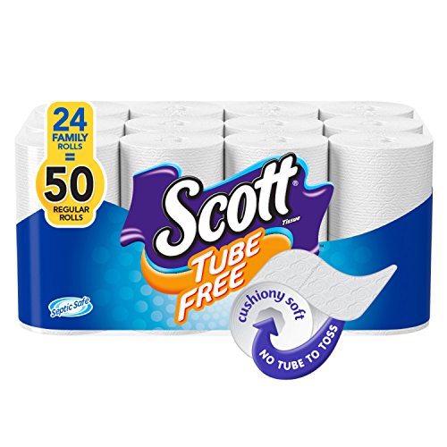 Scott Tube-Free Toilet Paper, Family Roll, 24 Rolls, Bath Tissue, Only $9.79, free shipping after clipping coupon and using SS