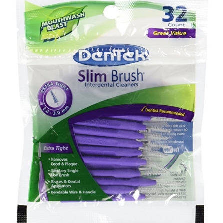 DenTek Slim Brush, Professional Interdental Cleaners, Tight Teeth, Mouthwash Mint, 32 Count $3.08