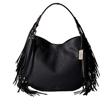 COACH Nomad Fringe Hobo in Pebble Leather in Dark Nickel / Navy Blue 37717, Only $229.99, free shipping