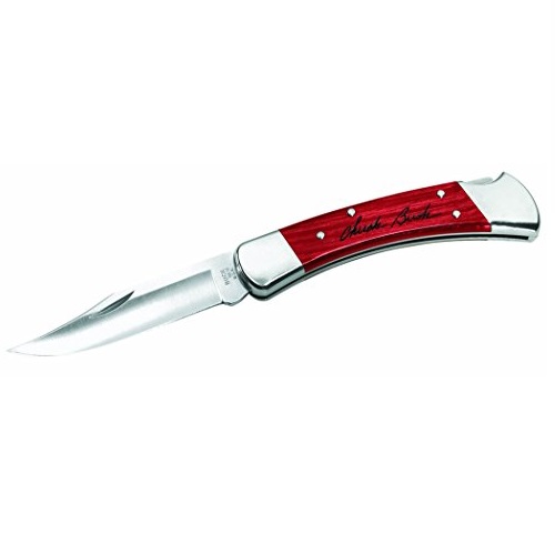 Buck Knives 110 Chairman系列經典折刀，附帶真皮刀鞘，原價$66.36，現點擊coupon后僅售$39.56，免運費