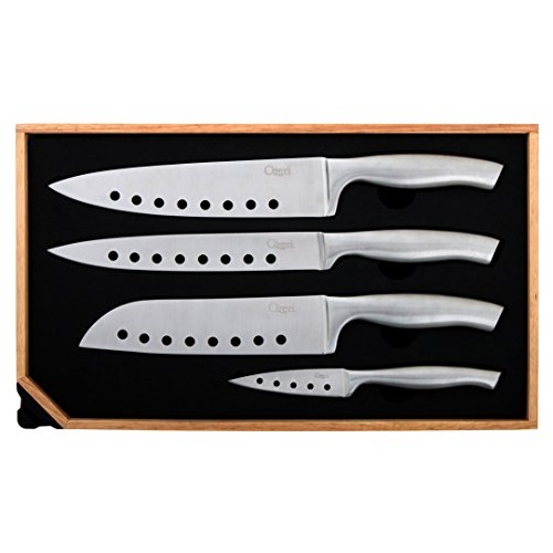 Ozeri 5 Piece Knife and Sharpener Set with Japanese Stainless Steel Slotted Blades, Stainless Steel, Only $13.27