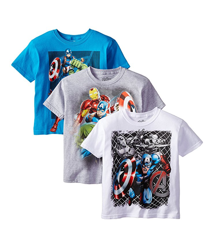 降！Marvel 男童短袖T恤3件套，現僅售$11.87