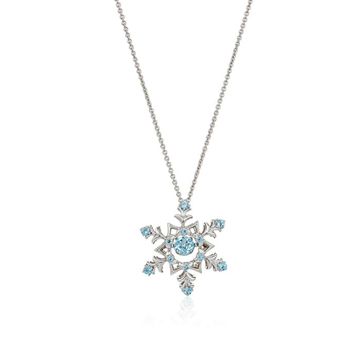 Sterling Silver Swiss Blue Topaz Snowflake Pendant Necklace, 18 only $35.32