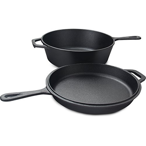 Pre Seasoned Cast Iron Combo Cooker with 3.2 Quart Dutch Oven and 10.25 inch Skillet by Utopia Kitchen, Only $23.99