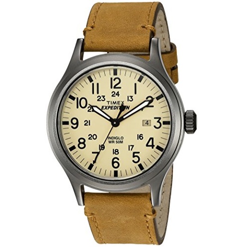 Timex Men's Expedition Scout Natural/Tan Leather Strap Watch, Only $29.99, free shipping
