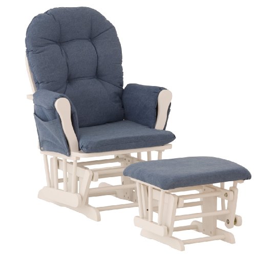 Stork Craft Hoop Glider and Ottoman, White/Denim, Only $89.48, free shipping