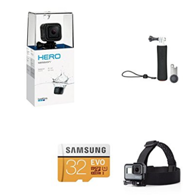 GoPro Session w/ GoPro Handler, Samsung 32GB SD Card, AmazonBasics Headstrap  $149