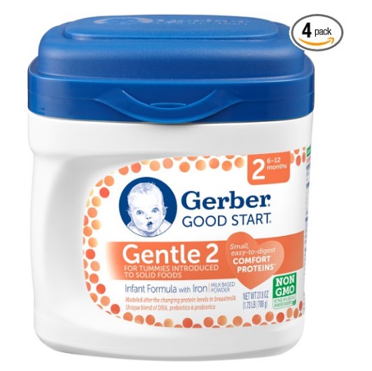 大降！史低價！Gerber Good Start非轉基因溫和奶粉 2段，27.8 oz/罐，共4罐，原價$127.09，點擊Coupon后僅售$43.56，免運費
