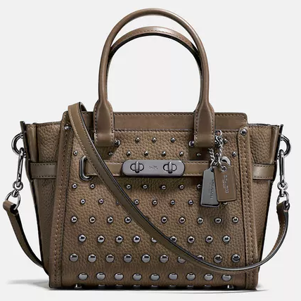 COACH swagger 21 in pebble leather with ombre rivets  $158.00