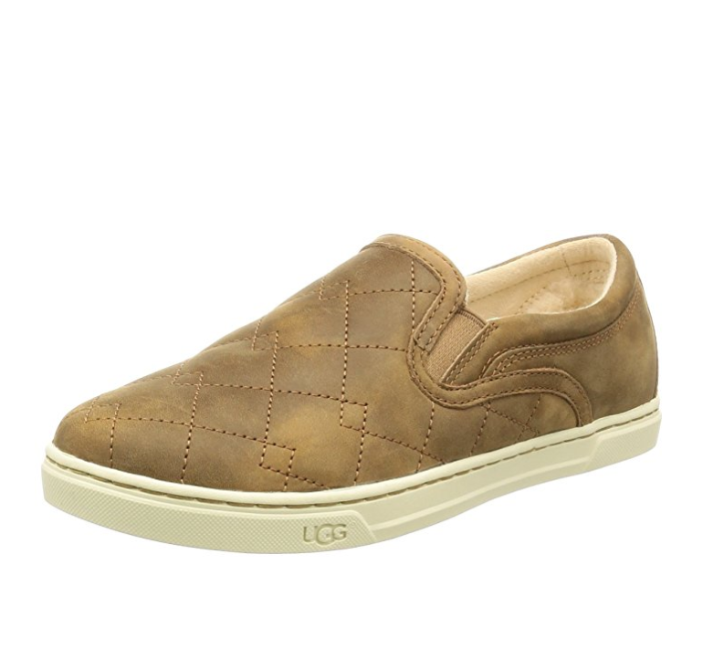 UGG Fierce Delco Quilted Women Leather Brown Fashion Sneakers only $35