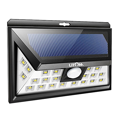 Litom Super Bright 24 LED Outdoor Motion Sensor Solar Lights Wide Angle with 3 LEDs Both Side-1 Pack, Only  $14.99