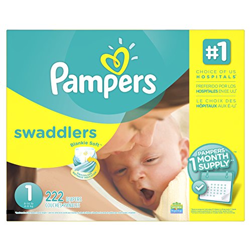Pampers帮宝适 Swaddlers 纸尿裤，1号，222片，原价$50.33，现点击coupon后仅售$36.05，免运费
