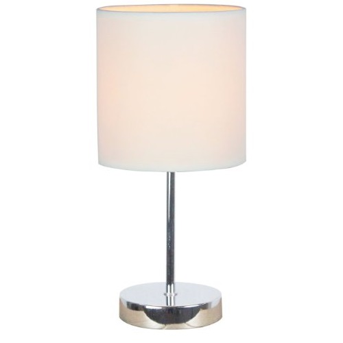 Simple Designs LT2007-WHT Chrome Mini Basic Table Lamp with Fabric Shade, White, Only $5.37