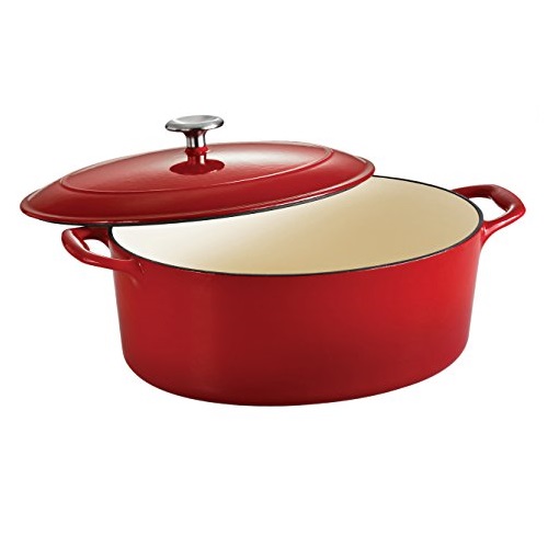 Tramontina Enameled Cast Iron Covered Oval Dutch Oven, 7-Quart, Gradated Red, Only $79.58, You Save $90.42(53%)