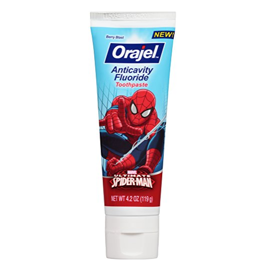史低价! Orajel 蜘蛛侠图案儿童防蛀牙膏 莓果味 120g, 现点击coupon后仅售$0.99