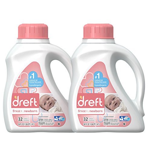 Dreft Stage 1: Newborn Hypoallergenic Liquid Baby Laundry Detergent (HE), 50 Ounces (32 Loads), 2 Count, Only $14.98