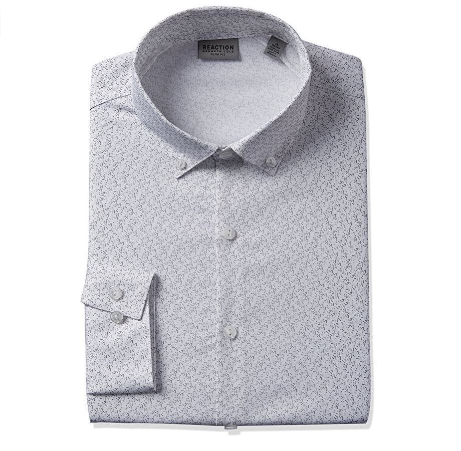 Kenneth Cole Reaction Men's Technicole Slim Fit Multi Dot Buttondown Collar Dress Shirt only $20.93