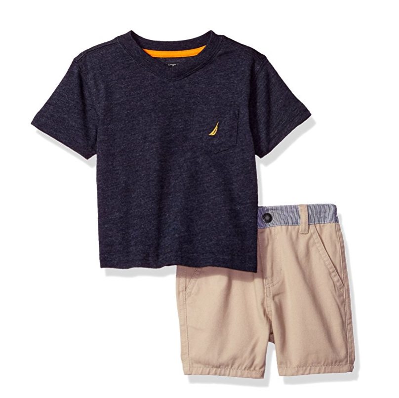 Nautica Baby Boys' V-Neck Tee and Flat Front Short Set only $11.12