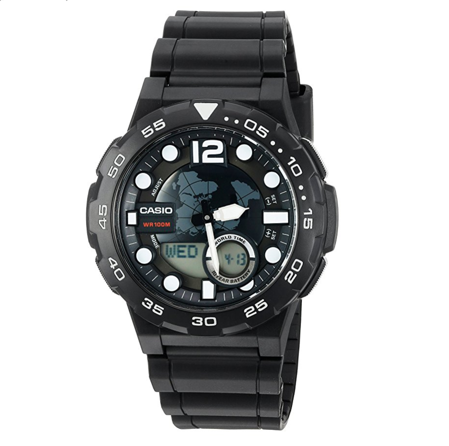 Casio Men's '3D Dial' Quartz Resin Automatic Watch, Color:Black only $15.40